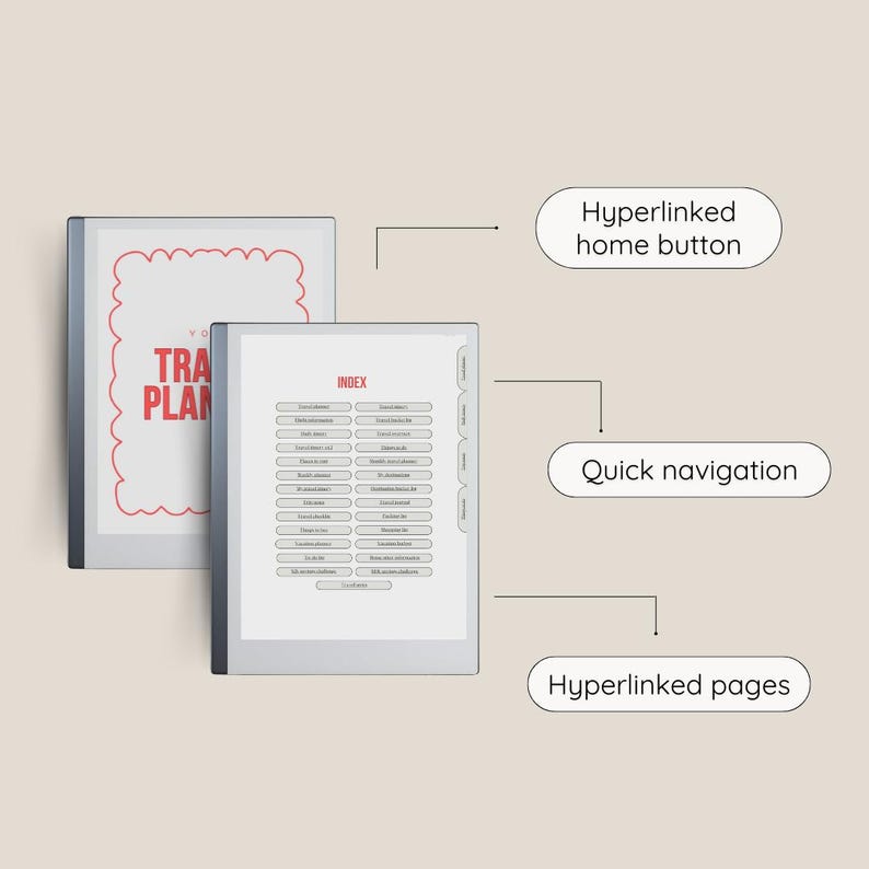 Planejador de viagens para reMarkable, Modelos para reMarkable 2, Planejador digital, Caderno para reMarkable 2, Compatível com reMarkable Paper Pro imagem 4