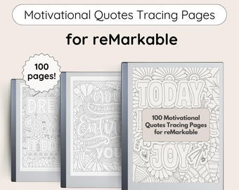 Motivational Quotes Tracing Pages for reMarkable, 100 Tracing Templates for reMarkable 2, Compatible with reMarkable Paper Pro