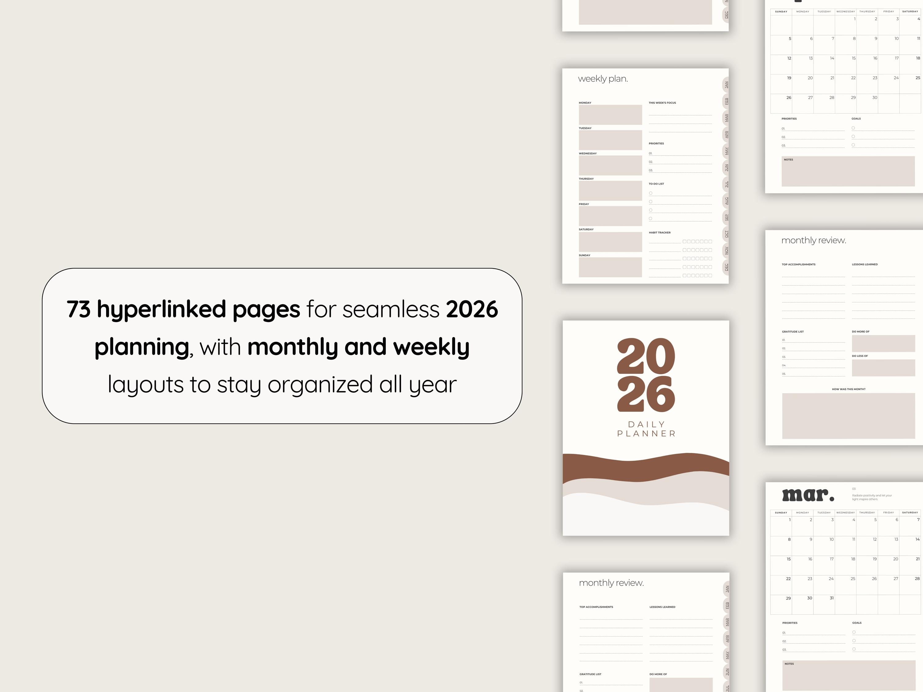2026 Planner Templates for Remarkable Paper Pro, PDF Hyperlinked ...