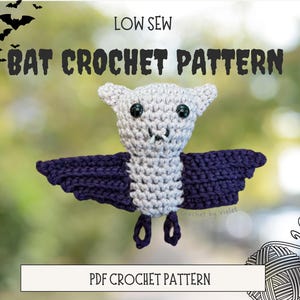 Bat Crochet Pattern, Halloween Crochet Pattern, Amigurumi Bat, Low Sew Pattern