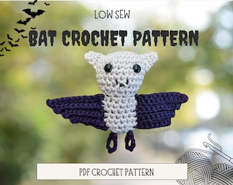 Bat Crochet Pattern, Halloween Amigurumi, Low Sew, PDF Download.