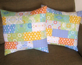 Ivy Trellis Patchwork Pillows -- Set of 2 -- 18 Inch