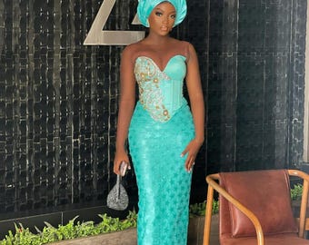 Wedding Guest, Lace style,Owanbe ,Aso ebi dress, Women Dress, African Lace Gown, Dress for Women, Evening Dress, Nigerian Trendy gown,