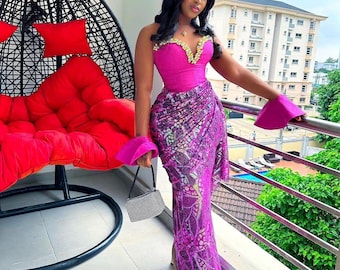 Wedding Guest, Lace style,Owanbe ,Aso ebi dress, Women Dress, African Lace Gown, Dress for Women, Evening Dress, Nigerian Trendy gown,