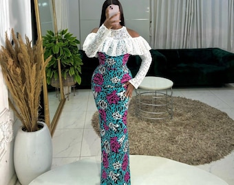 Handgefertigtes Ankara Kleid: Meerjungfraukleid mit afrikanischem Print
