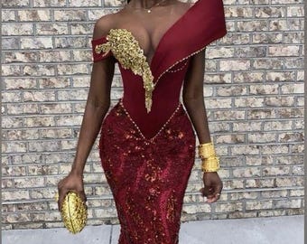 African asoebi beaded corset prom bridal wedding guest custom dress,wedding Guest,African Nigeria evening dinner mermaid Women gown Dress