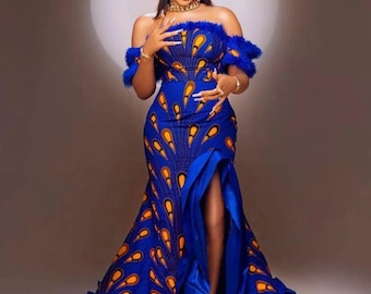 Handmade African Print Mermaid Gown: Ankara Couture Dress