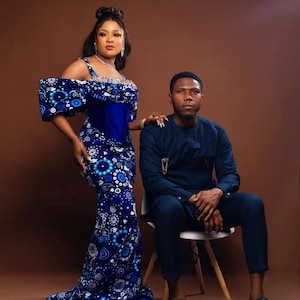 Bijpassende outfit voor koppels in Ankara: Afrikaanse trouwjurk, verlovingskleding