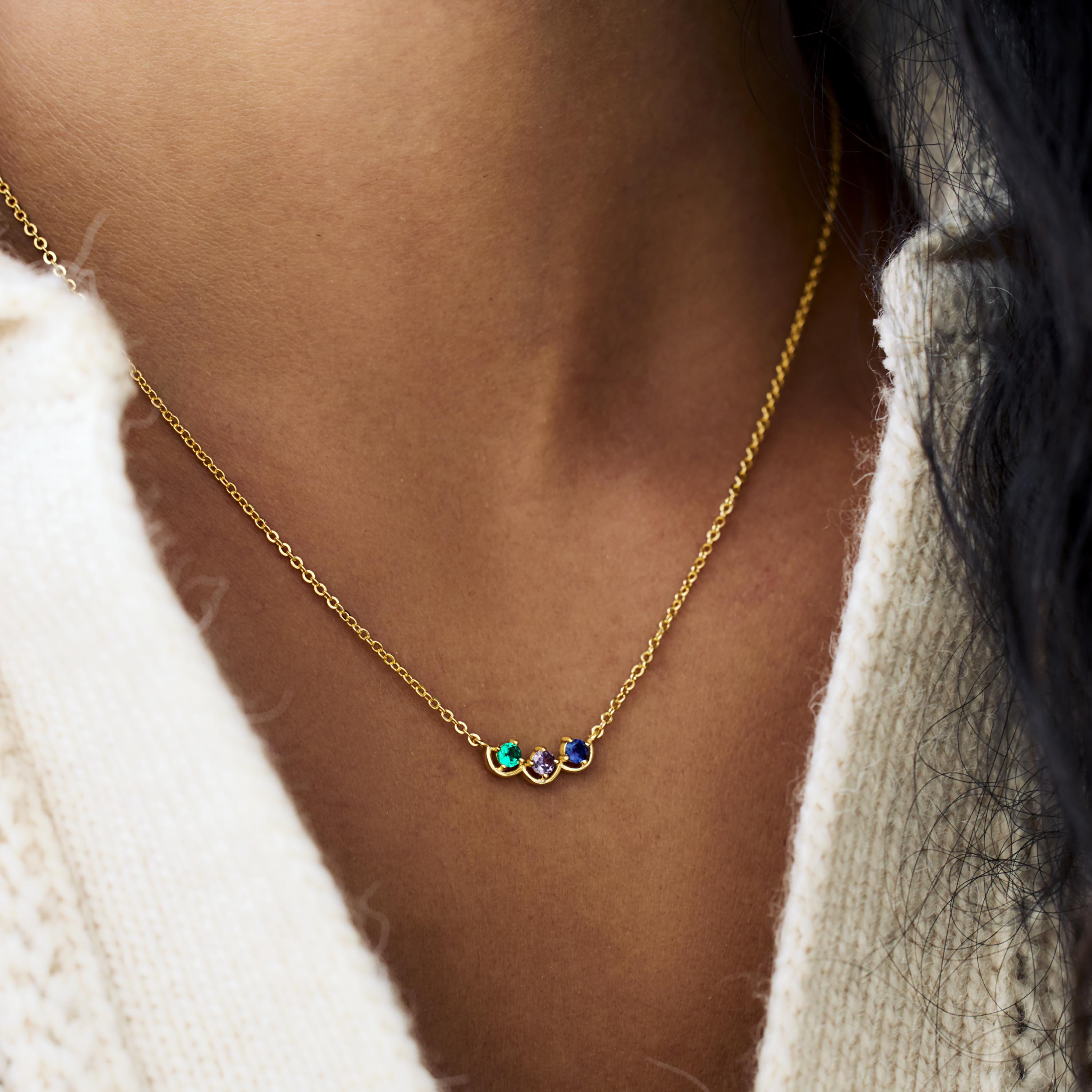 Custom Birthstone Necklace, Multiple Birthstone Necklace, Anniversary Family Gift for Mom, Bridal Gift for Grandma, Birthday Gift for Her
