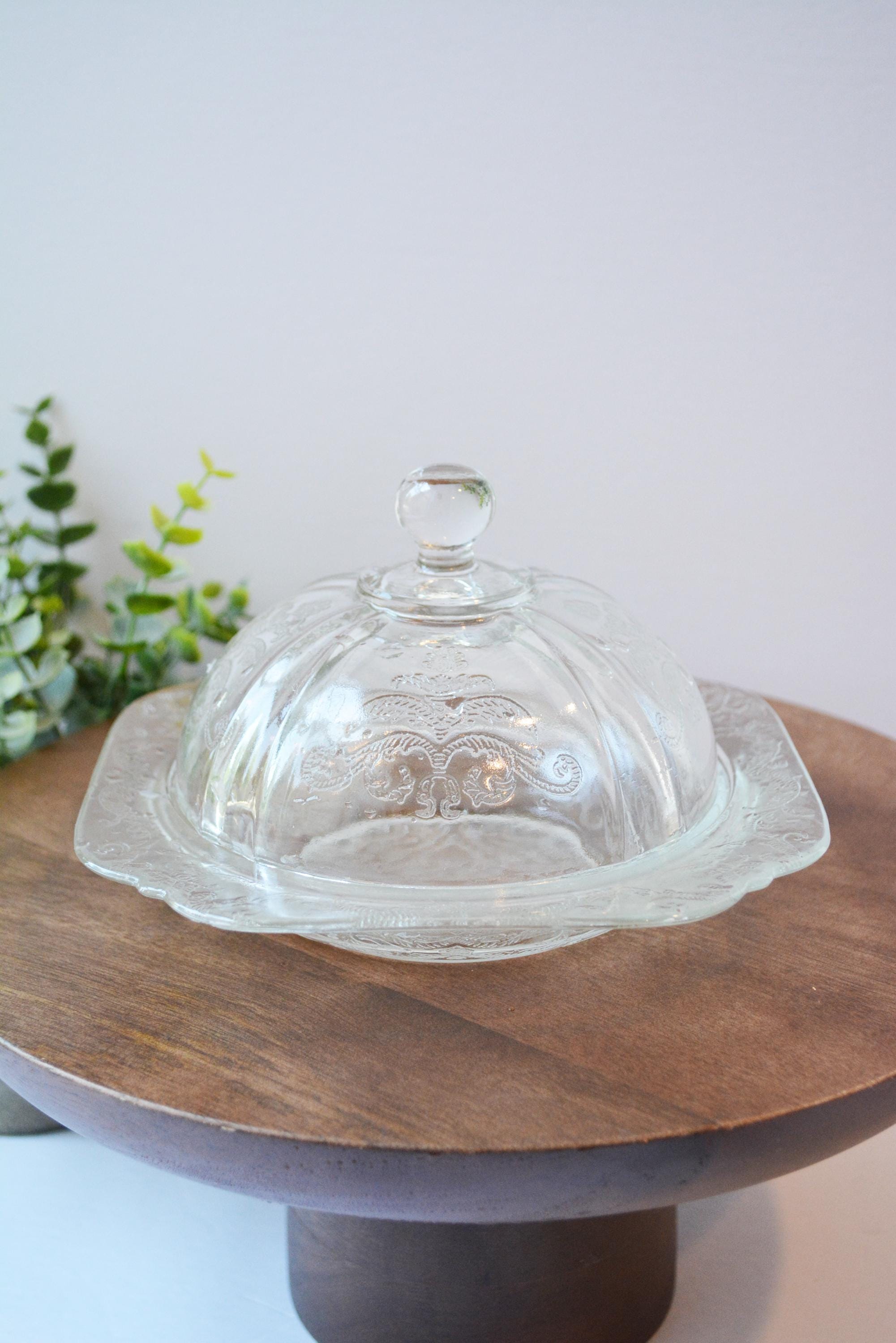 フェデラル　クリスタル 　マドリッドキャンディディッシュスクエアバタードーム Madrid Butter Dish - Etsy