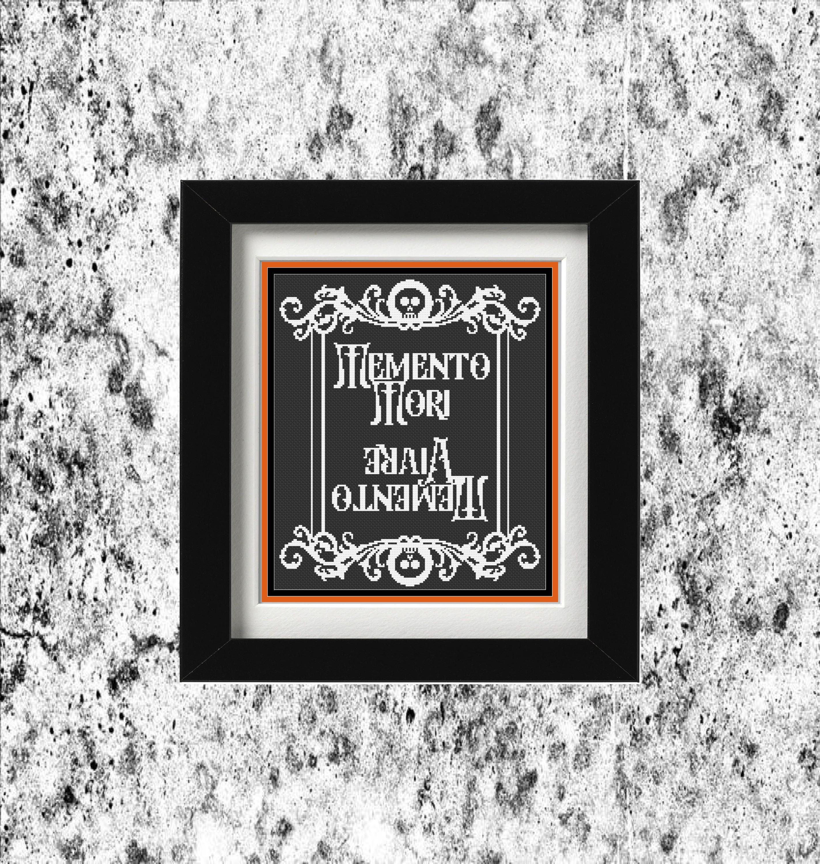 Memento Mori Memento Vivere Skull Flourish Frame Cross Stitch