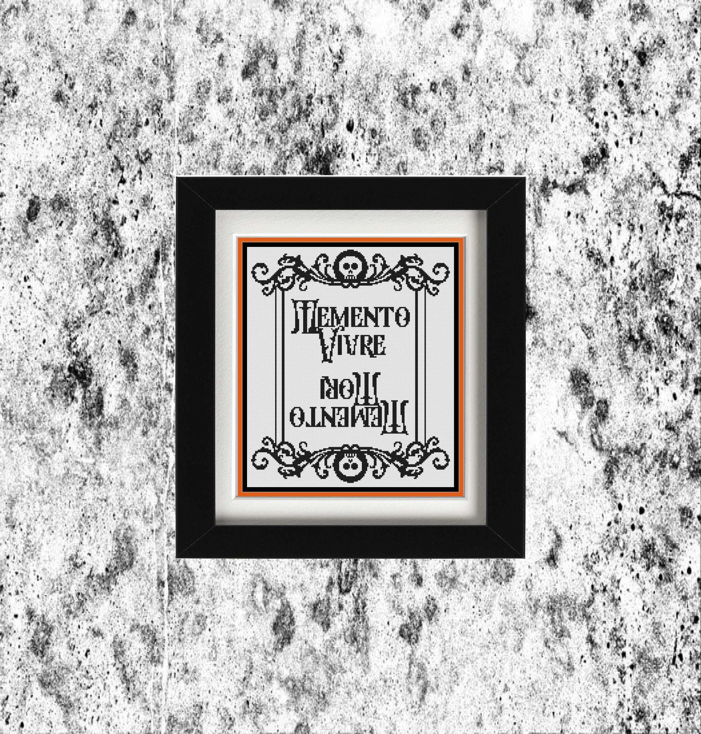 Memento Mori Memento Vivere Skull Flourish Frame Cross Stitch