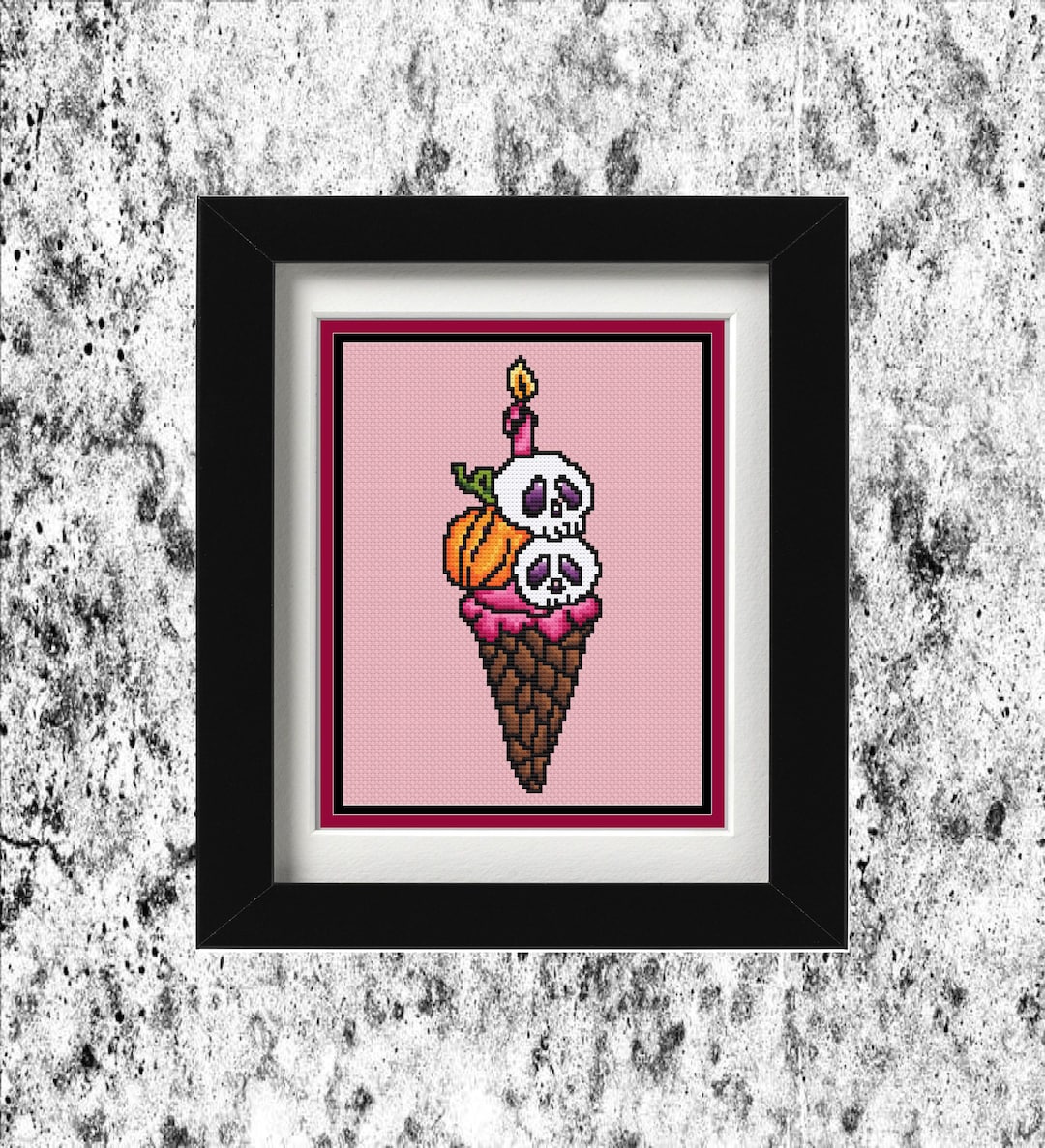 Halloween I Scream Cone Cross Stitch Pattern - Witchy Decor - Halloween ...