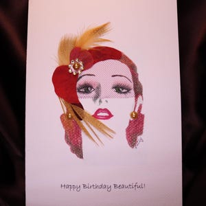 Handcrafted Fancy Birthday Card Vintage-Inspired Handmade Greeting Card Luxury Unique Birthday for Her