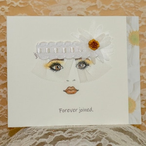 Carte de jeunes mariés - pour couple marié - carte de mariage faite main - félicitations - 3D - Unique - dentelle - floral