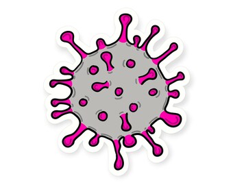 Vinylsticker bolvormig virus: microbiologie cartoon, cadeau wetenschap STEM