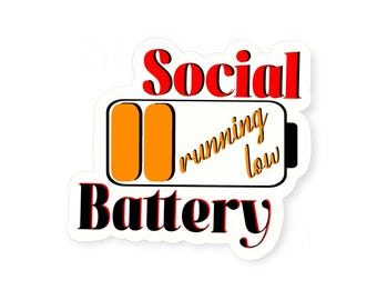 Social Batterie Vinyl Aufkleber: Lustiges Introvertiertes Humor Geschenk