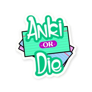 Anki OR ... Flash Card Vinyl Sticker - Arte exclusiva, resistente à água, 4 tamanhos e 5 acabamentos disponíveis, arte feita à mão, humor/diversão/comédia/sátira
