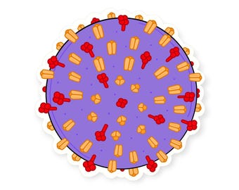 Sticker cartoon griepvirus – cadeau voor wetenschapsstudent, waterbestendig vinyl
