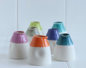 Small Porcelain Collared Jug in Harlequin Colourful Glazes