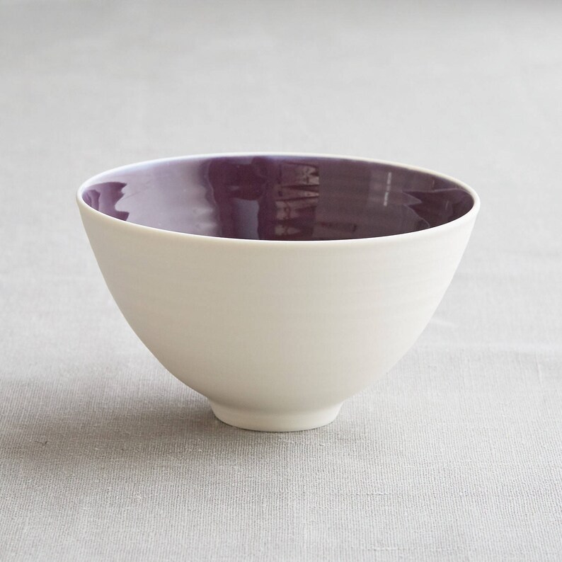 Handmade Porcelain Ceramic Noodle Bowl Serving Bowl Large Bowl Thistle purple