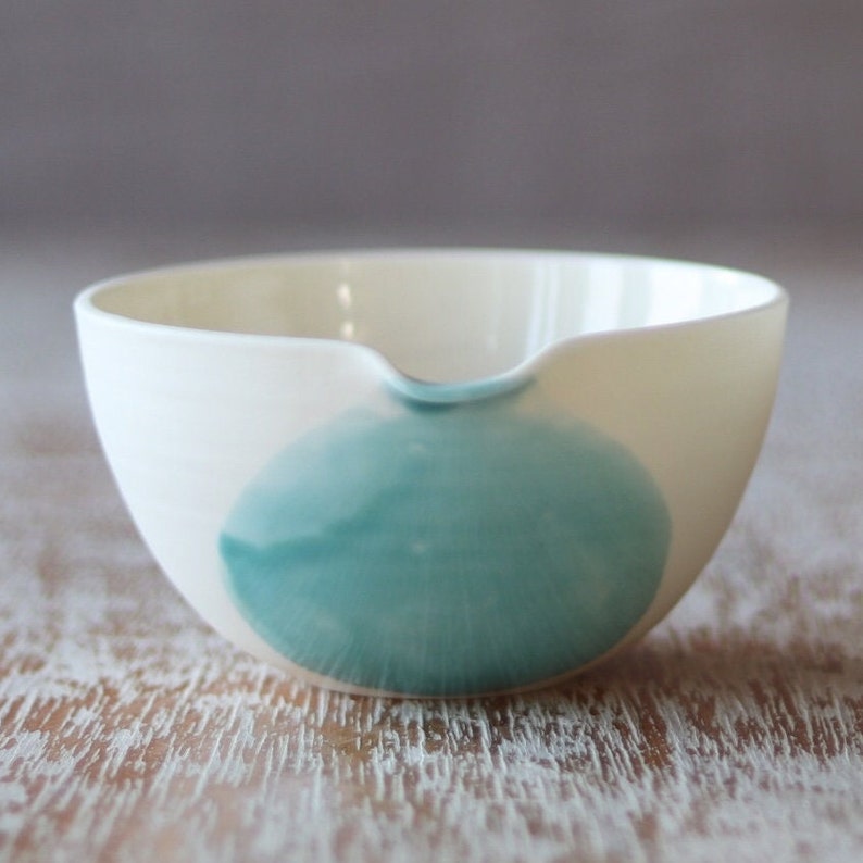 Porcelain Pouring Bowl Handmade Ceramic Cooks Bowl Water Blue