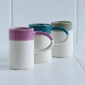 Tall Coffee Cup Dipped in Harlequin Colourful Glazes - Tea Cup