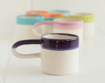 Porcelain Espresso Cup Dipped in Harlequin Colourful Glazes