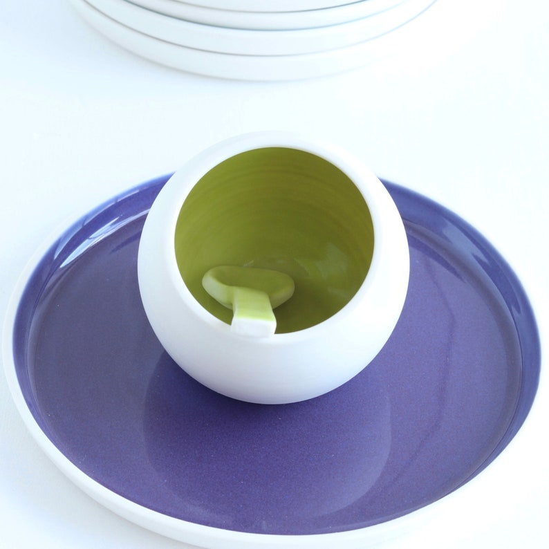 Handmade Porcelain Salt Pig with Ceramic Spoon Chartreuse Green