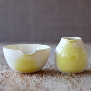 Porcelain Pouring Bowl Handmade Ceramic Cooks Bowl Honey Yellow