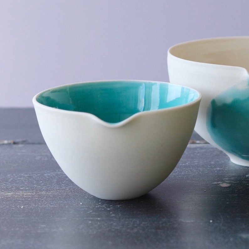 Porcelain Pouring Bowl Handmade Ceramic Cooks Bowl image 2