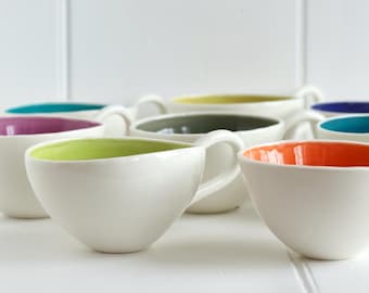 Porcelain Cappuccino Cup - Handmade Ceramic Coffee Cup