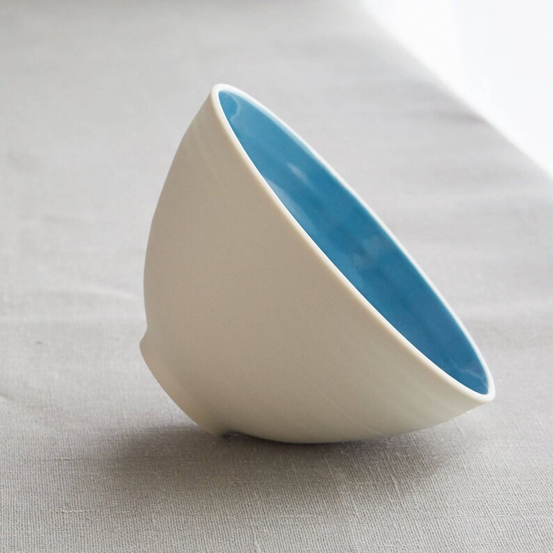 Handmade Porcelain Ceramic Noodle Bowl Serving Bowl Large Bowl Kingfisher blue