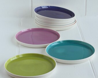 Colourful Harlequin Porcelain Tea Plate - Ceramic Side Plate - Cake Plate