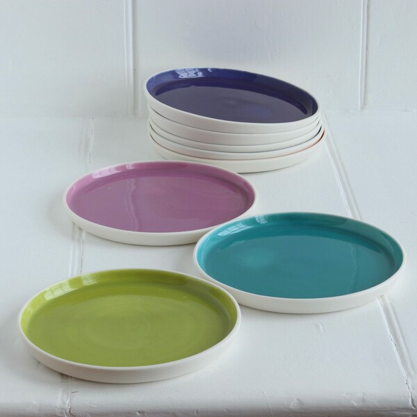 Colourful Harlequin Porcelain Tea Plate - Ceramic Side Plate - Cake Plate