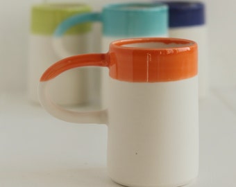 Tall Coffee Cup Dipped in Harlequin Colourful Glazes - Tea Cup