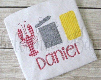 Crawfish Boil Applique T-shirt or bodysuit for Boys or Girls Personalized with Name