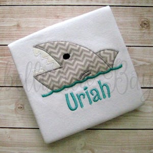 Shark with Name Appliqued T-shirt Personalized for Boys