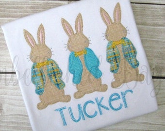 Applique Bunny Trio T-shirt bodysuit Bodysuit Personalized for Boys, Mr. Peter Cottontail Rabbit