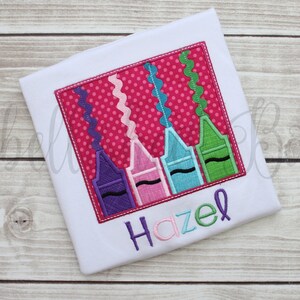 Crayon Applique T-shirt with Name Personalized for Boys or Girls