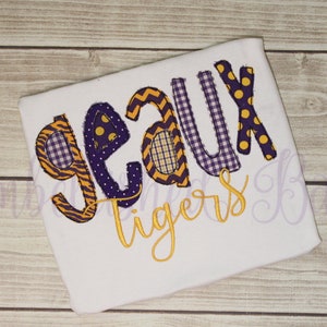 Tigers Applique Ruffle T-shirt for Girls, Go Tigers or YOUR team