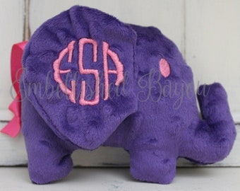 Personalized Stuffed Elephant Soft and Plush Toy for Baby or Dog