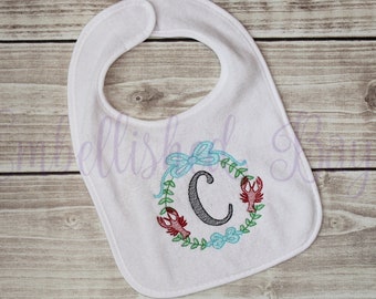 Personalized Embroidered Crawfish Bib for Baby or Toddler, Crawfish bib