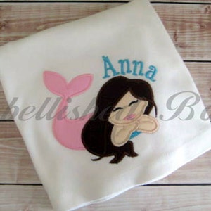 Mermaid Applique Ruffle T-shirt or bodysuit for Girls Personalized