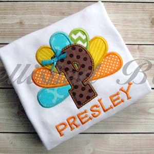 Thanksgiving Turkey Applique T-shirt or bodysuit Bodysuit for Girls or Boys Personalized