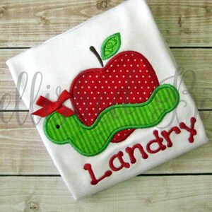 Personalized Back To School Apple with Worm T-shirt for Boys or Girls