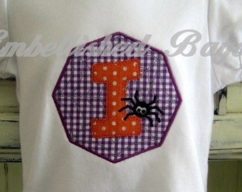 Halloween Spider Initial Appliqued Ruffle T-shirt  for Girls