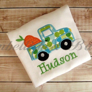 Easter Truck with Carrot Applique T-shirt or bodysuit Bodysuit for Girls or Boys Personalized