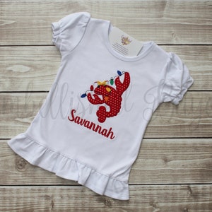 Christmas Crawfish with Lights Applique T-shirt or bodysuit Bodysuit for Girls or Boys Personalized image 4
