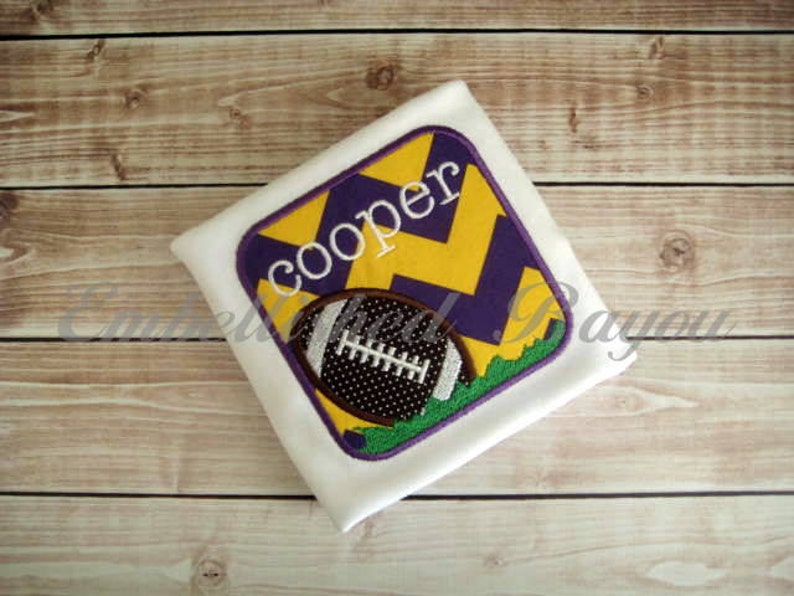 Football Patch Personalized Appliqued T-shirt for Boys, LSU theme image 1